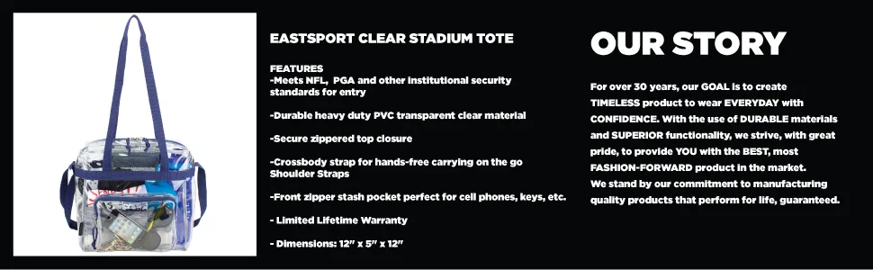 Eastsport Clear Stadium Approved Tote Gray - product information 2