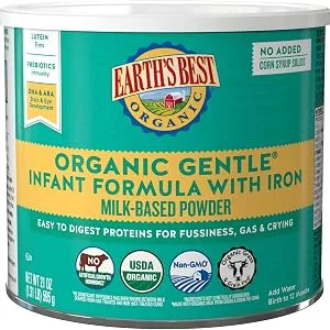 Earth's Best Organic Gentle Infant Powder Formula with Iron, Easy To Digest Proteins, 21 oz - gentle