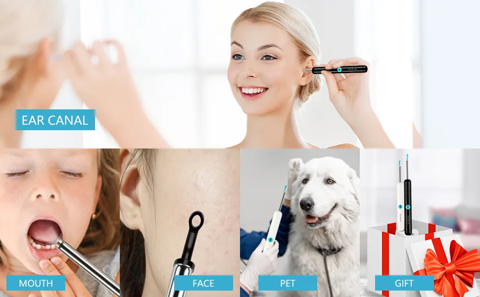 Ear Wax Removal Tool Camera - R1 Upgraded Anti-Fall Off Eartips Ear Cleaner with Camera, Wireless Otoscope with 1080P HD Waterproof Ear Camera, Earwax Removal Kit for iPhone, Android, Black - product information 5
