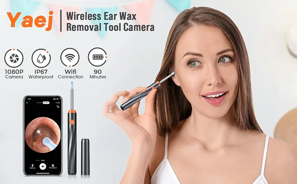 Ear Cleaner with Camera, Ear Wax Removal with 8 Pcs Ear Set, Ear Cleaning Kit with 6 Ear Spoon, Earwax Removal Tool with Light,Otoscope for iPad, iPhone, Android Phones - product information 1