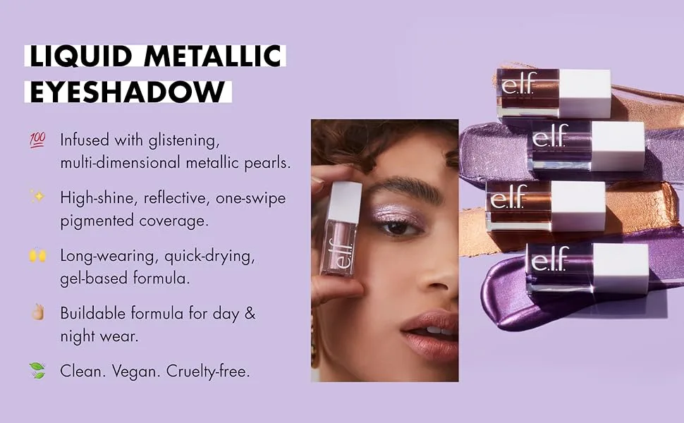 e.l.f. Liquid Metallic Eyeshadow, Gel Formula, High-Impact Multi-Dimensional Finish, One-Swipe Coverage, Supernova, 0.1 Fl Oz (3mL) Supernova 1 Count (Pack of 1) - Liquid Metallic Eyeshadow