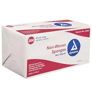 Dynarex Non-Sterile Non Woven Sponge, 4x4 Inch, 200 Count 200 Count (Pack of 1) - product information 1