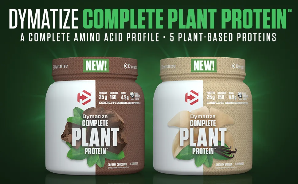 Dymatize Complete Plant Protein, Creamy Chocolate, 25g Protein, 4.8g BCAAs, Complete Amino Acid Profile, 15 Servings - Dymatize Complete Plant Protein Creamy Chocolate &amp; Smooth Vanilla Flavors