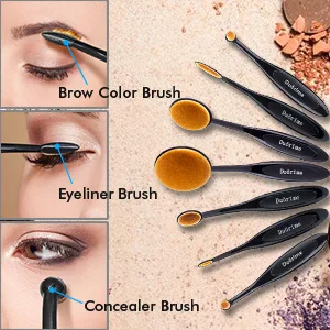 Duorime New 7pcs Black Oval Toothbrush Makeup Brush Set Cream Contour Powder Concealer Foundation Eyeliner Cosmetics Tool  7 Piece Assortment - product information 3