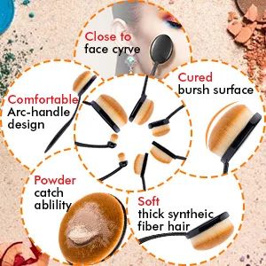 Duorime New 7pcs Black Oval Toothbrush Makeup Brush Set Cream Contour Powder Concealer Foundation Eyeliner Cosmetics Tool  7 Piece Assortment - product information 4