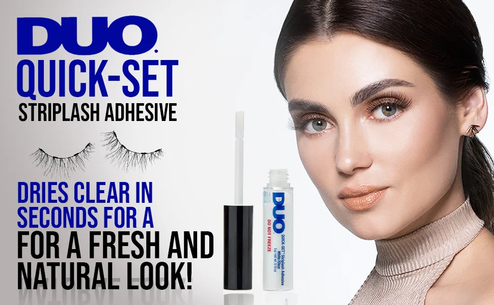 DUO Quick-Set Clear False Strip Lash Adhesive, Dries Invisible 0.18 oz x 2 Packs 0.18 Ounce (Pack of 2) Clear - DUO Quick-Set Clear False Strip Lash Adhesive
