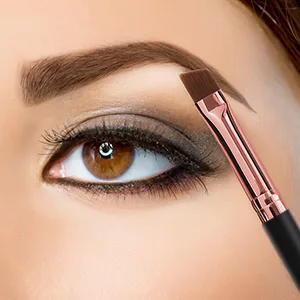 Duo Eyebrow Brush, Spoolie Brush and Angled Brow Brush Eyelash Brush for Eye Makeup. (5pcs, Black) - Angled Brow Brush Eyelash Brush for Eyebrow Makeup.