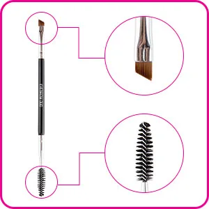 Duo Eyebrow Brush by Keshima - Premium Quality Angled Eye Brow Brush and Spoolie Brush - Dual sided brush - spoolie brush - angled brush - brochas de maquillaje