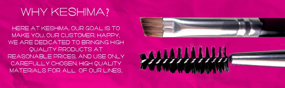 Duo Eyebrow Brush by Keshima - Premium Quality Angled Eye Brow Brush and Spoolie Brush - keshima duo eyebrow brush , angled eyebrow brush and comb , brochas de maquillaje ojos