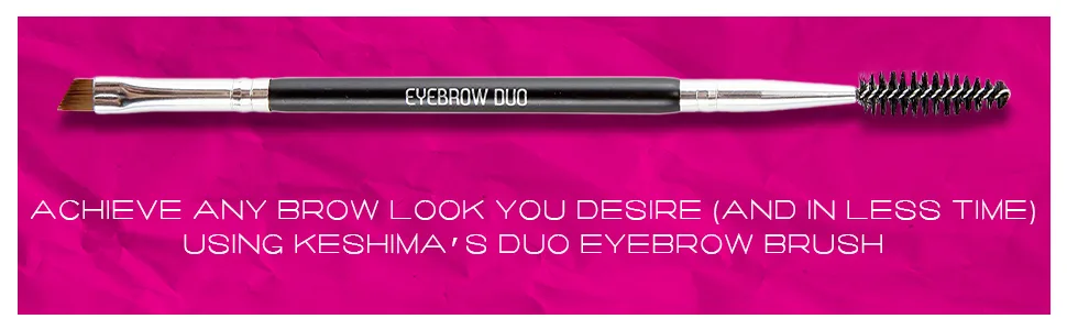 Duo Eyebrow Brush by Keshima - Premium Quality Angled Eye Brow Brush and Spoolie Brush - Keshima duo eyebrow brush , cepillo de cejas , pincel para cejas , pincel ojos