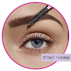Duo Eyebrow Brush by Keshima - Premium Quality Angled Eye Brow Brush and Spoolie Brush - step three , blend product , spoolie brush , peine cejas , cepillos pestañas