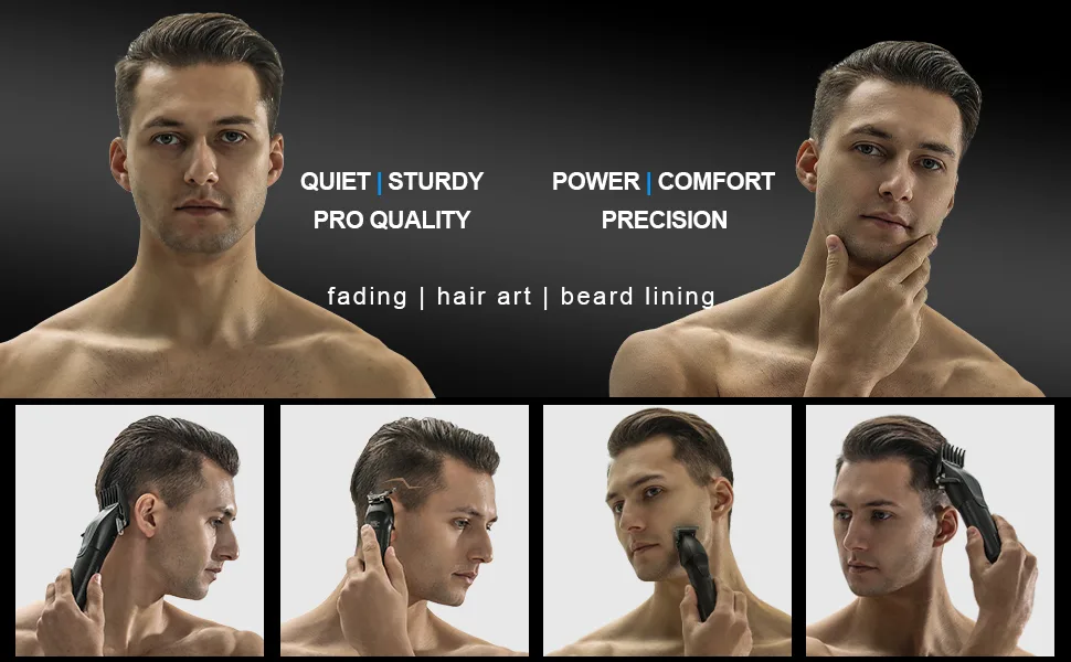 Dumite Hair Clippers for Men,Professional Hair Cutting Kit,Cordless Barber Clipper and T-Blade Beard Trimmer Set (Black) - Model