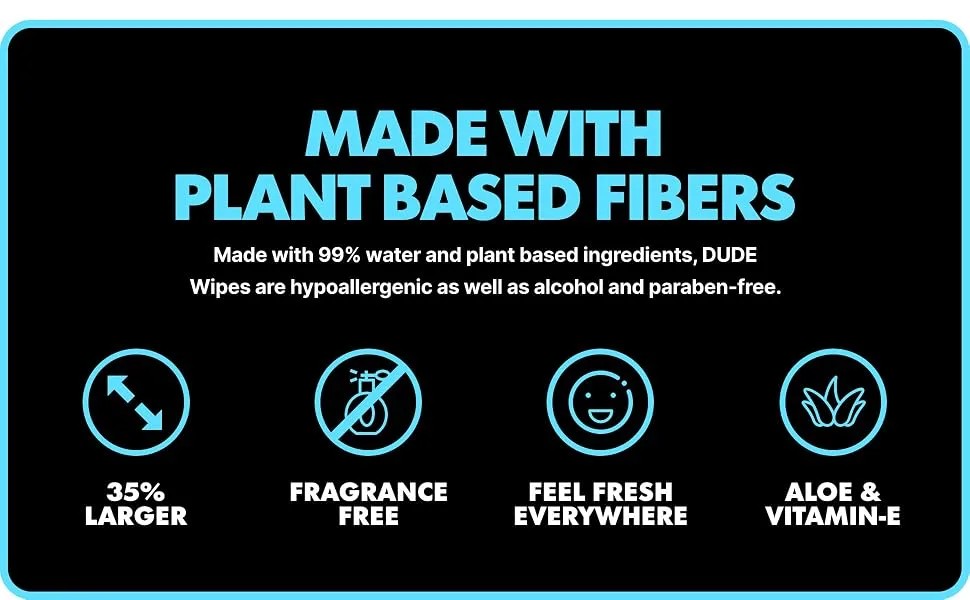 DUDE Wipes Flushable Wipes - 1 Pack, 48 Wipes - Unscented Wet Wipes with Vitamin-E & Aloe for at-Home Use - Septic and Sewer Safe - Made with plant based fibers