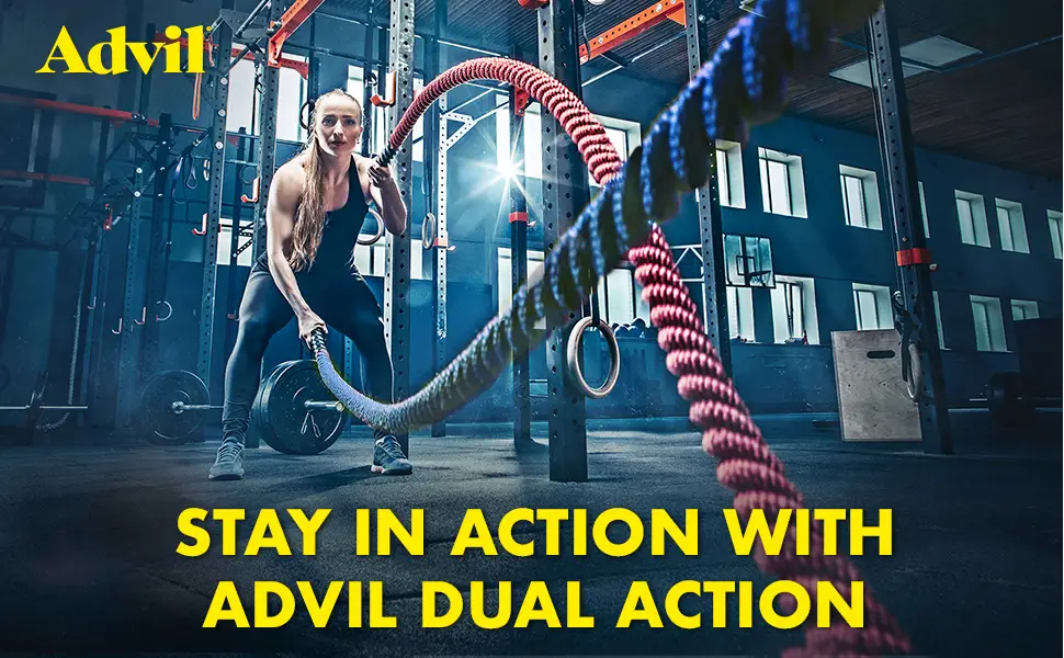 Dual Action Coated Caplets - Stay in action with advil dual action