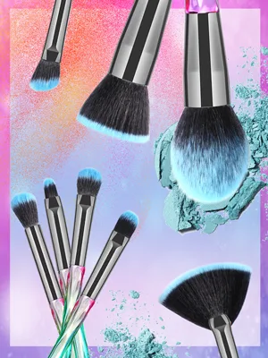 DUAIU Makeup Brushes 15pcs Premium Synthetic Bristles Crystal Handle Set Kabuki Foundation Brush Face Lip Eye Makeup Brush Sets Professional with Starry Gift Box(Blue) - gifts for mom