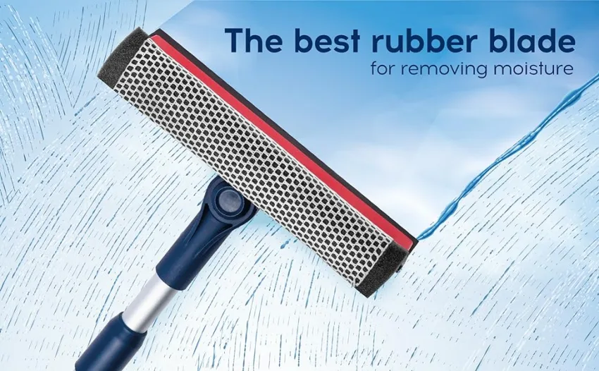 DSV Standard Professional Window Squeegee | 2-in-1 Window Cleaner Sponge and Soft Rubber Strip With Telescopic Extension Pole 20" - 30"(50cm-76cm) | Adjustable To Clean From Multiple Angles - squeegy windshield telescoping extending adjustable small simple squigie