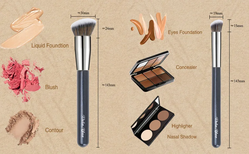 Vela.Yue Foundation Concealer Brush 2pcs Makeup Brushes Set for Contouring Blending Buffing Liquid Cream Crease - product information 5