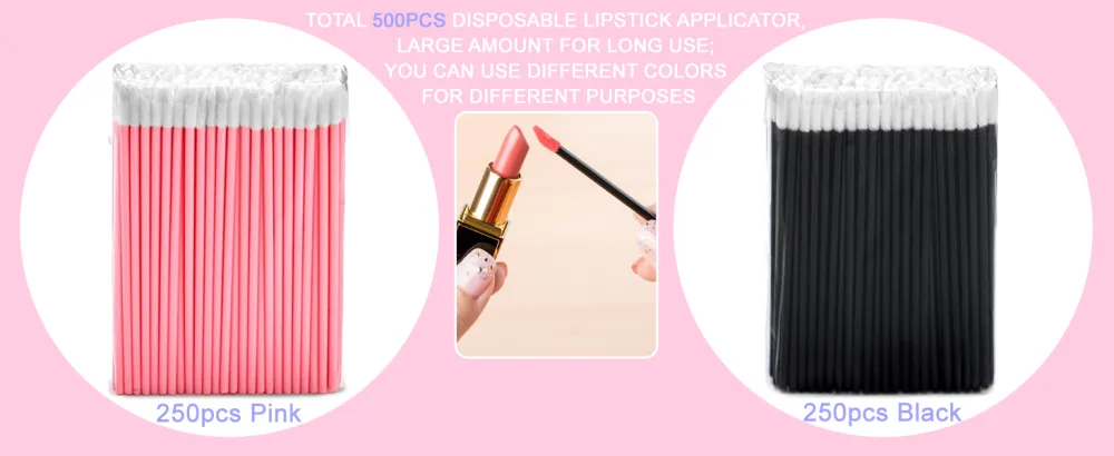 KINGMAS 500 Pack Lip Wands Applicators Disposable Lip Brushes Lipstick Gloss Wands Applicator Makeup Tool Kits (500 Pack) - 500 Pack Lip Wands 3