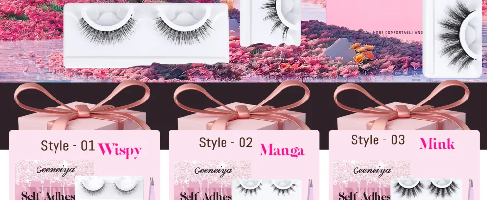Wispy Self Adhesive Eyelashes Reusable Self Adhesive Lashes Natural Look Press on False Lashes Short Eye Lashes Pack 3Pairs with Lash Tweezers for Easy Application by Geeneiya - product information 27