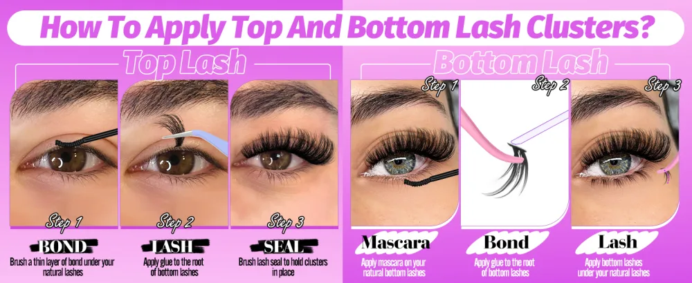 Yawamica Cluster Eyelash Extensions Fluffy Lash Clusters with Bottom Lashes 200D Volume Individual Lashes 315pcs Wispy Eyelash Clusters 10-20mm DIY Lash Extension at Home - lash clusters 2