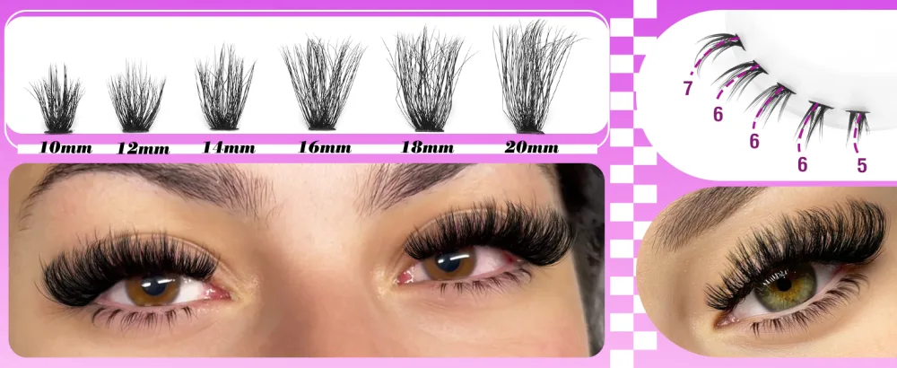 Yawamica Cluster Eyelash Extensions Fluffy Lash Clusters with Bottom Lashes 200D Volume Individual Lashes 315pcs Wispy Eyelash Clusters 10-20mm DIY Lash Extension at Home - lash clusters 3