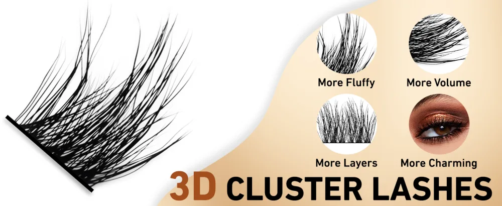 180PCS Cluster Lashes Wispy 3D Effect Fluffy Volume Lash Clusters Eyelash Extensions Multiple Layers Individual Faux Mink False Eyelashes(8-16mm Mixed) - Individual Cluster Lashes