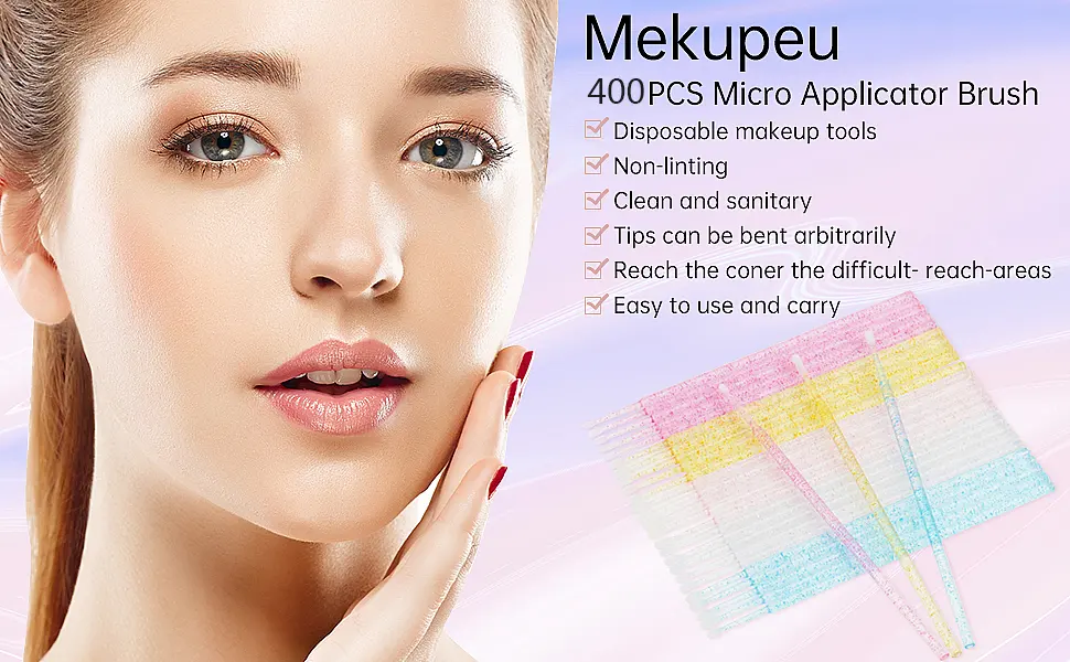 400 Pcs Glitter Crystal Micro Applicator Brushes Disposable Eyelash Extension Microswab Mascara Wands Brush For Lash Remover Brush Tools (Gold) crysal gold - Crystal micro brush