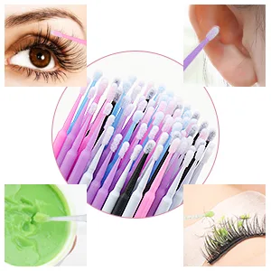 400 Pcs Glitter Crystal Micro Applicator Brushes Disposable Eyelash Extension Microswab Mascara Wands Brush For Lash Remover Brush Tools (Gold) crysal gold - Eyelash extension supplies