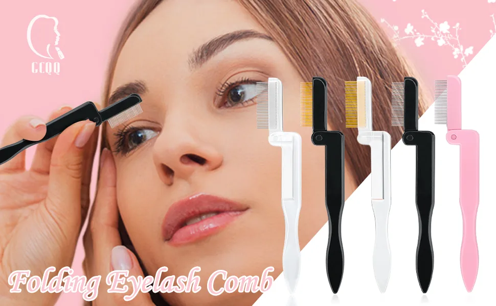 Folding Eyelash Comb 2PCS Eyelash Separator Metal Teeth Mascara Comb Eye Lash Separator Combs for Mascara Eyelashes Eyebrow Makeup Beauty Tools(Black-B) Black-C - Foldable Eyelash Comb for Eyelash Separation