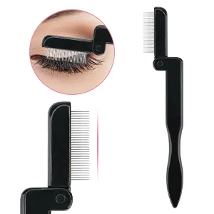 Folding Eyelash Comb 2PCS Eyelash Separator Metal Teeth Mascara Comb Eye Lash Separator Combs for Mascara Eyelashes Eyebrow Makeup Beauty Tools(Black-B) Black-C - Foldable Eyelash Separation Comb