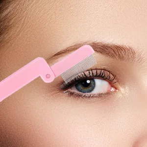 Folding Eyelash Comb 2PCS Eyelash Separator Metal Teeth Mascara Comb Eye Lash Separator Combs for Mascara Eyelashes Eyebrow Makeup Beauty Tools(Black-B) Black-C - Pink Eyebrow Separation Brush