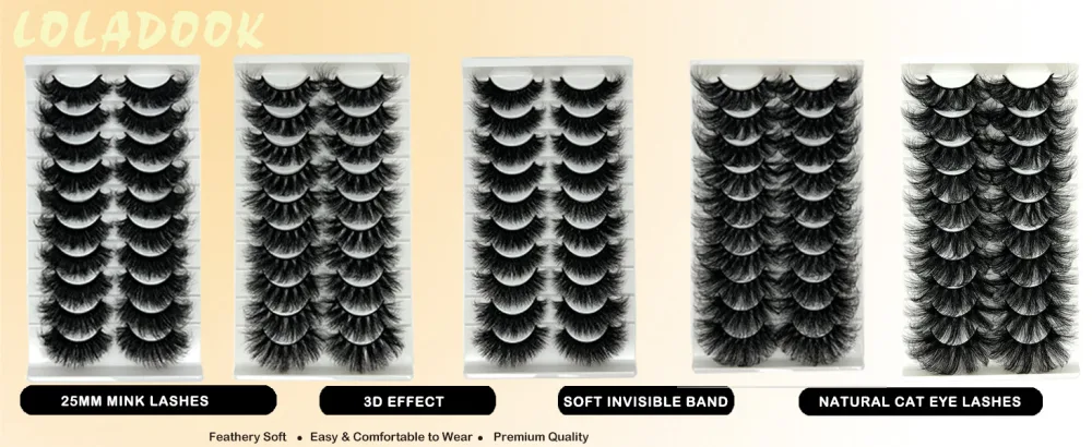 Mink Lashes 20mm Big Long Full Strip Lashes Soft False Lashes Mink Fluffy Dramatic 3D Thick Volume False Eyelashes 10 Pairs Pack Full Strip Lashes 10-20mm - wholesale 8d mink eyelashes false cat eye lashes pack