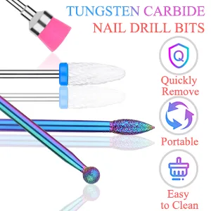 Drill Bits for Nails, Flasoo 12Pcs Nail Drill Bit Set Cuticle Bit for Acrylic Nail Gel Nail, Fine Grits Efile Bits for Electric Manicure Machine Home Salon Use - nail drill bit set
