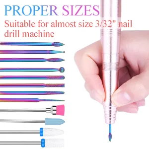 Drill Bits for Nails, Flasoo 12Pcs Nail Drill Bit Set Cuticle Bit for Acrylic Nail Gel Nail, Fine Grits Efile Bits for Electric Manicure Machine Home Salon Use - nail drill bits set