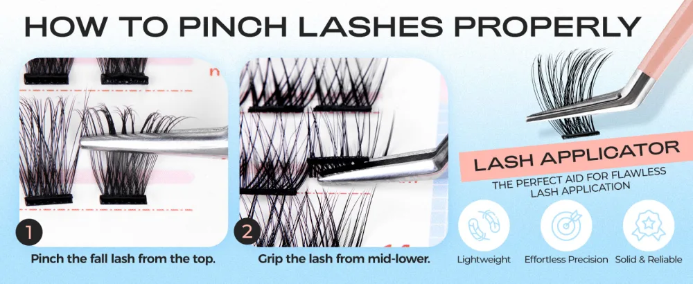 LASHVIEW Self Adhesive Eyelashes D Curl Press On Lash Clusters Kit Pre Glued Eyelash Clusters with Applicator No Glue No Remover Needed DIY Lash Extension Kit 10-16mm (N06 78Pcs) - LASHVIEW
