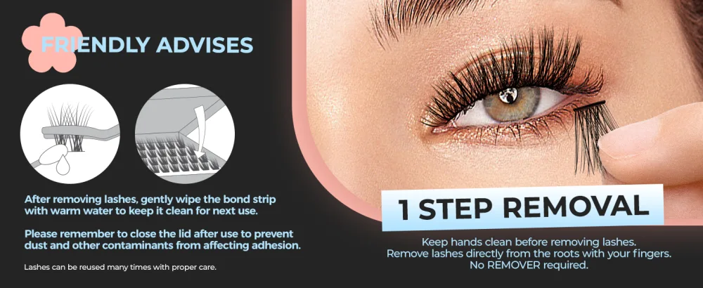 LASHVIEW Self Adhesive Eyelashes D Curl Press On Lash Clusters Kit Pre Glued Eyelash Clusters with Applicator No Glue No Remover Needed DIY Lash Extension Kit 10-16mm (N06 78Pcs) - LASHVIEW