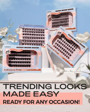 LASHVIEW Self Adhesive Eyelashes D Curl Press On Lash Clusters Kit Pre Glued Eyelash Clusters with Applicator No Glue No Remover Needed DIY Lash Extension Kit 10-16mm (N06 78Pcs) - LASHVIEW