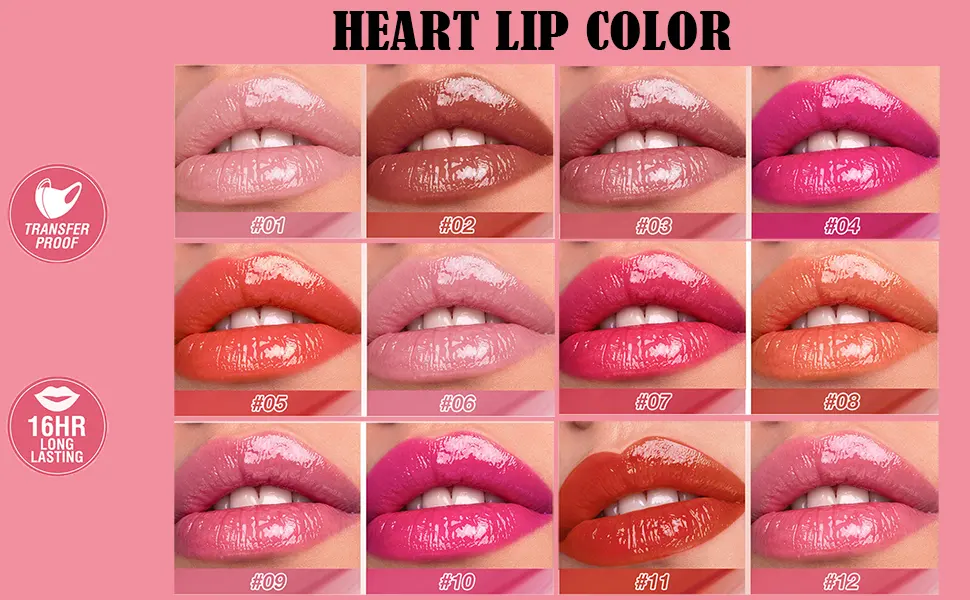 Dulele 12Pcs Watery Liquid Lipstick Set Moisturizing & Highly Pigmented Colored Lip Gloss Longwear Not Fade Rose Lip Tint Stain with Gift Box - product information 27