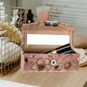 Luxshiny Lipstick Case with Mirror Floral Lipstick Case Lipstick Purse Holder for Purse Travel Makeup (Pink) - product information 23