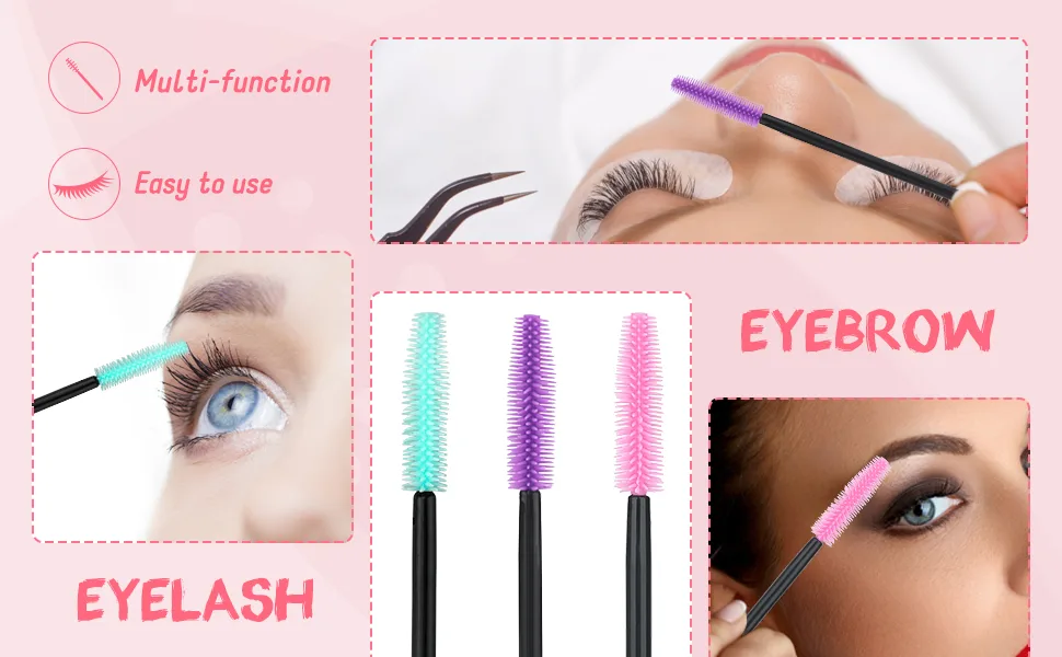 G2PLUS 100PCS Silicone Eyelash Brushes Mascara Brushes Wands Applicator Makeup Kits for Makeup Personal Care and Eyelash Extensions (Black) - Mascara Brushes Wands
