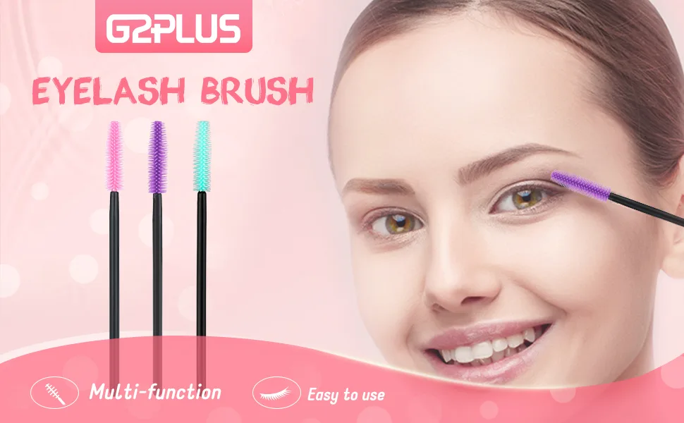 G2PLUS 100PCS Silicone Eyelash Brushes Mascara Brushes Wands Applicator Makeup Kits for Makeup Personal Care and Eyelash Extensions (Black) - Silicone Eyelash Mascara Brushes