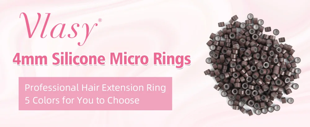Vlasy 200Pcs 4mm Silicone Lined Micro Ring Beads for Hair Extensions 5Colors Apply (200Pcs Brown) Micro 4mm 200Pcs Brown - hair extension beads