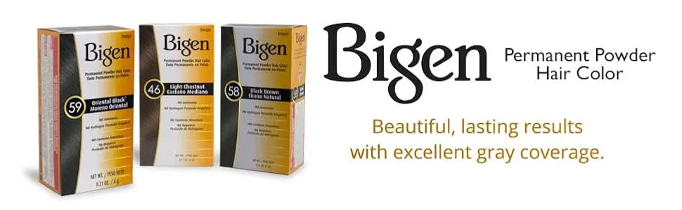 #58 Black Brown Bigen Permanent Powder - 3 Pack Black 0.21 Ounce (Pack of 3) - Bigen Permanent