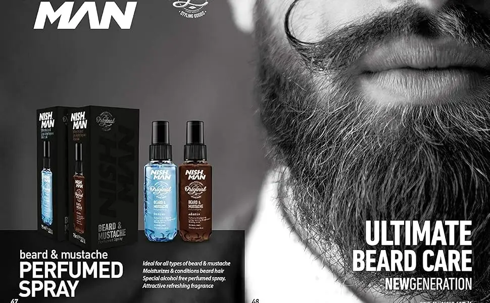 nishman Beard & Mustache Care Series (Beard & Mustache Parfumed Spray Adonis 75ml) Beard & Mustache Parfumed Spray Adonis 1 Count (Pack of 1) - Adonis