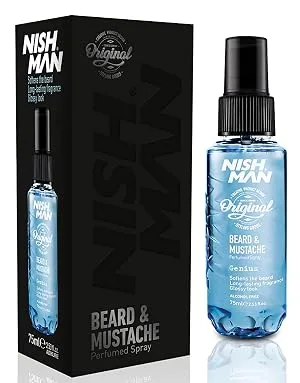nishman Beard & Mustache Care Series (Beard & Mustache Parfumed Spray Adonis 75ml) Beard & Mustache Parfumed Spray Adonis 1 Count (Pack of 1) - Genius