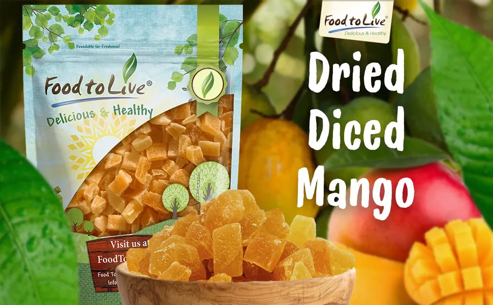 Dried Diced Mango, 2 Pounds - Sweetened, Unsulfured, Kosher, Bulk 2 Pound (Pack of 1) - product information 2