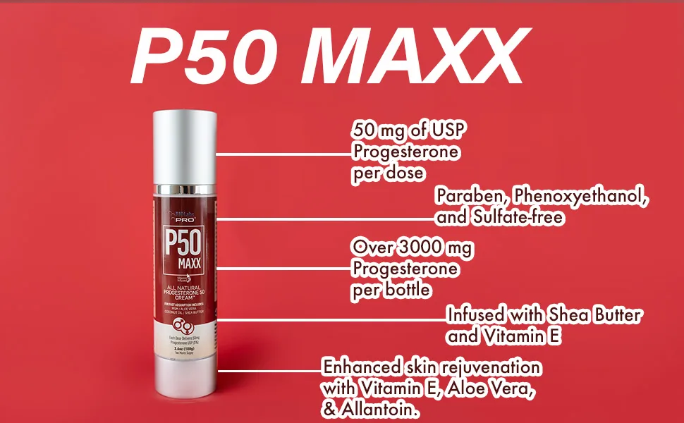 BIOLABS PRO All Natural P50 Maxx Cream 50mg Progesterone per Dose (Unscented-3.6oz) Unscented 3.6 Fl Oz (Pack of 1) - PROGESTERONE