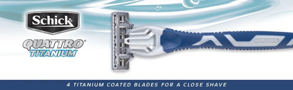 Schick Quattro Titanium Disposable Razors for Men Smooth Shaving Razor - 3 Count with 1 Schick Hydro Disposable Razor for Men - disposable razer, disposable razor, disposable razors, disposable razors men, gillette proshield