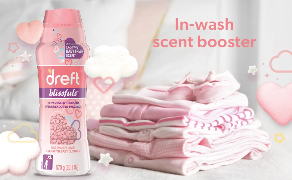 Dreft Blissfuls Laundry Scent Booster Beads for Washer, Baby Fresh Scent, 14.8 Oz - In-wash scent booster