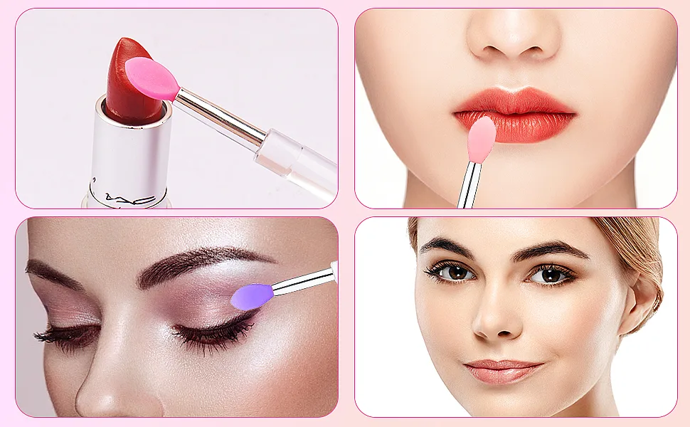 8PCS Reusable Lipstick Applicator Brush Lipstick Brushes with Cap Lip Applicator Brushes Makeup Beauty Gloss Cream Eyeshadow Balm (pink) - BALM BRUSH